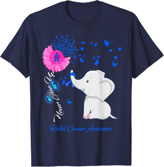 Elephant Rectal Cancer Awareness - Rectal Cancer Ribbon T-Shirt - T-Shirt | Navy