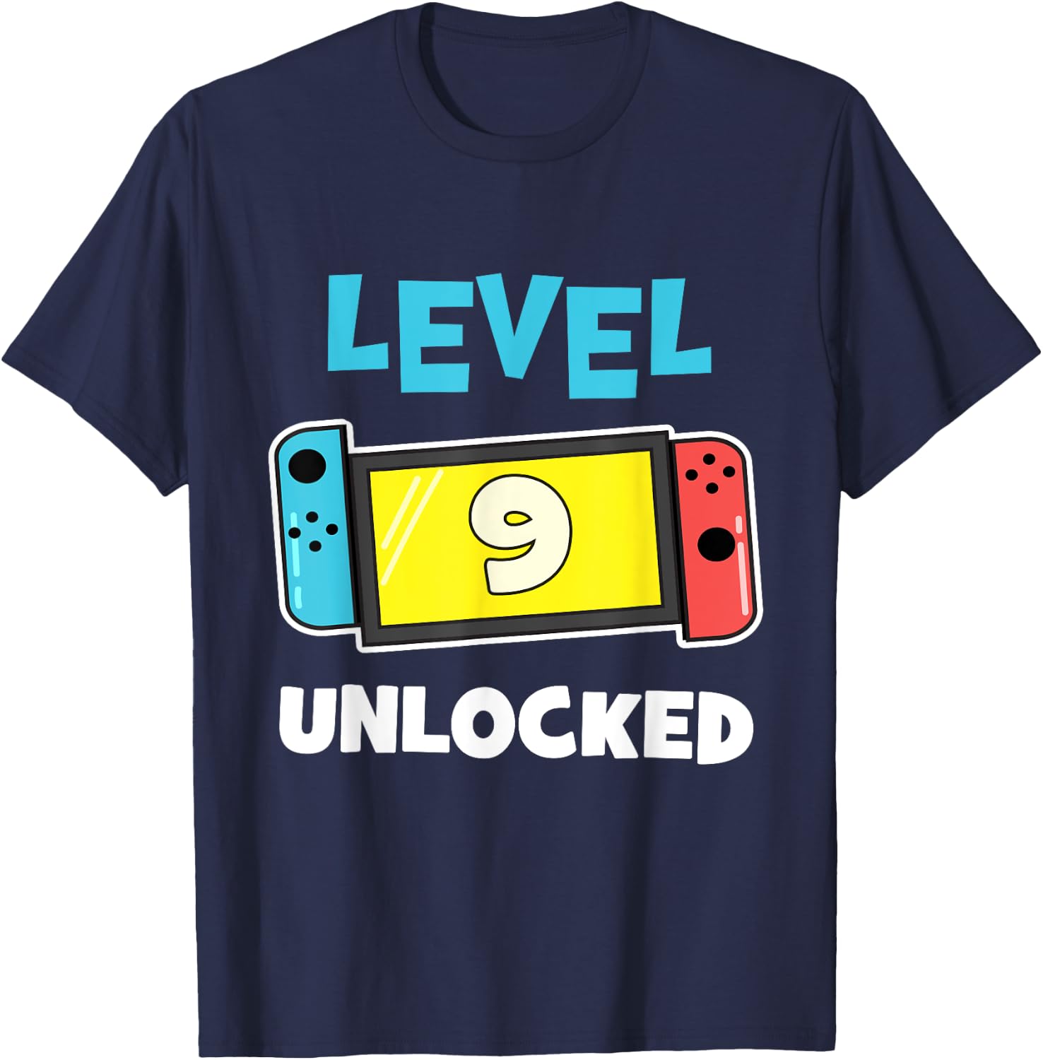 Level 9 Unlocked Gamer 9th Birthday Gift Video Game Lovers T-Shirt - T-Shirt | Navy