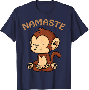 Monkey Yoga Shirt Funny Monkey Lovers Gift Cute Namaste Yoga T-Shirt - T-Shirt | Navy