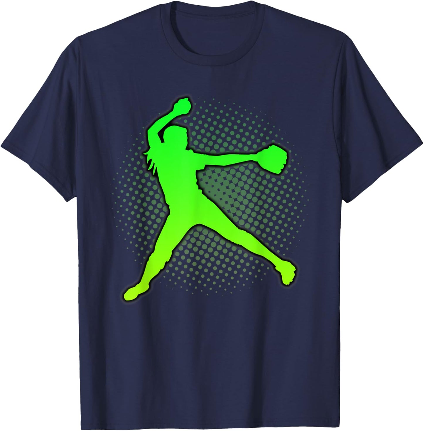 Softball Girls & Women's Gift Green Yellow Fast Pitch Teen T-Shirt - T-Shirt | Navy