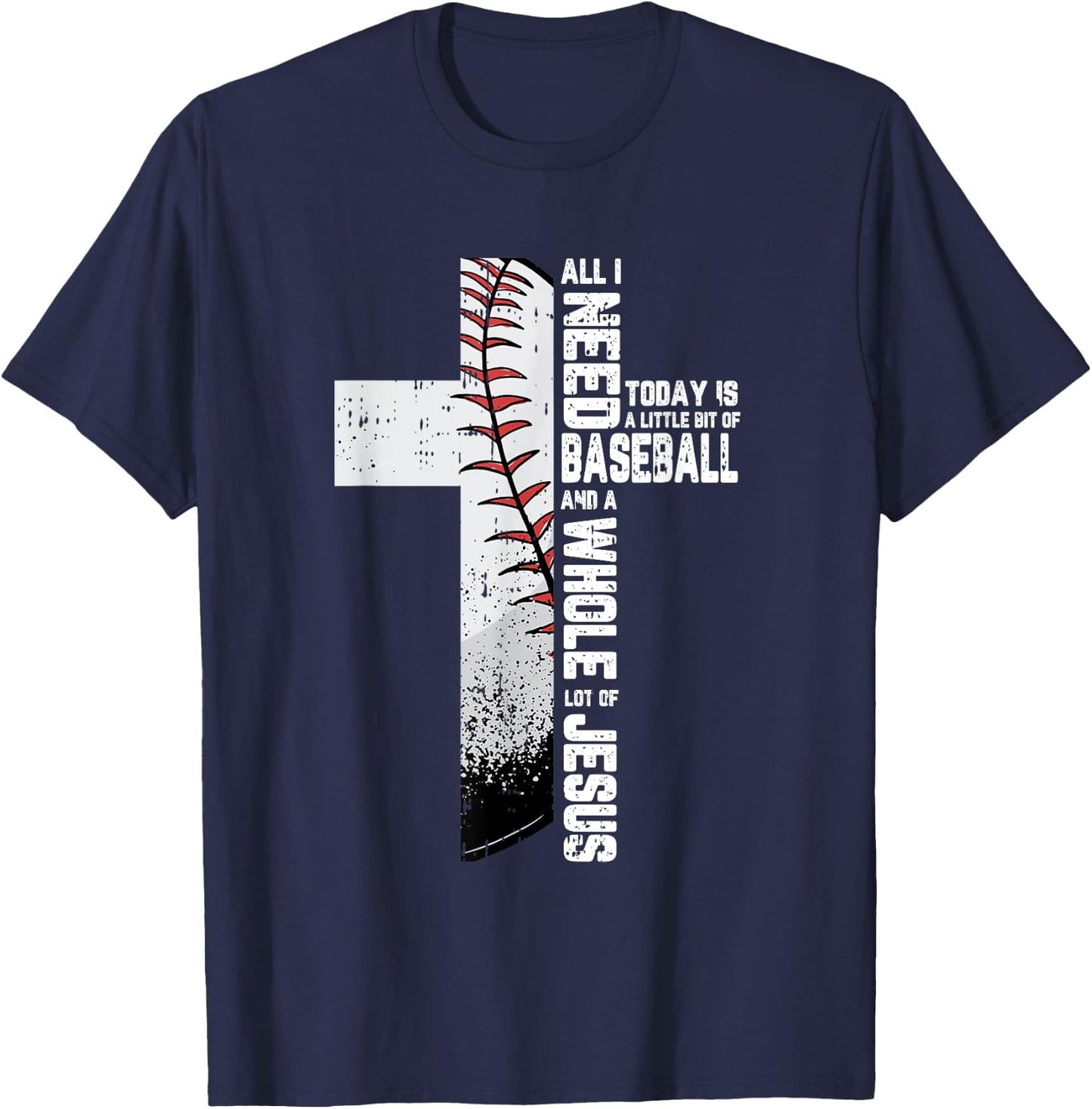 Baseball Cross Jesus Christian Quote Cool Sports Lover Gifts T-Shirt - T-Shirt | Navy