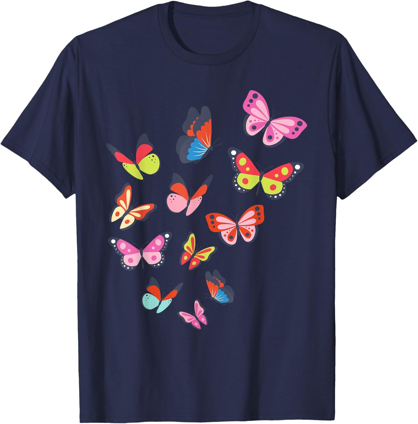 Cute Colorful Butterflies Gift Men Woman Kids T-Shirt - T-Shirt | Navy