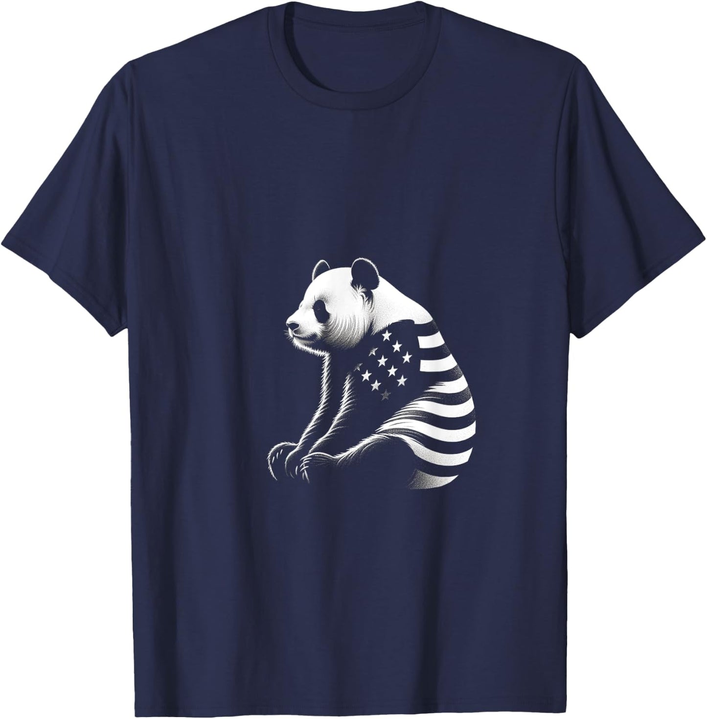 Panda American Flag USA Flag Men T-Shirt - T-Shirt | Navy