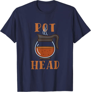 Pot Head Coffee Barista Gift T-Shirt - T-Shirt | Navy