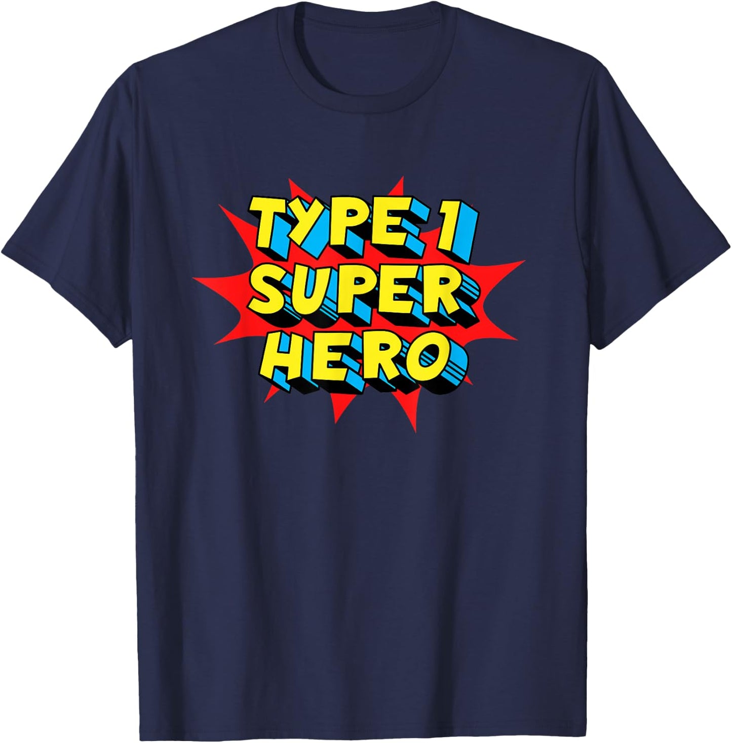 Type One Superhero Type 1 Diabetes Awareness T-Shirt - T-Shirt | Navy