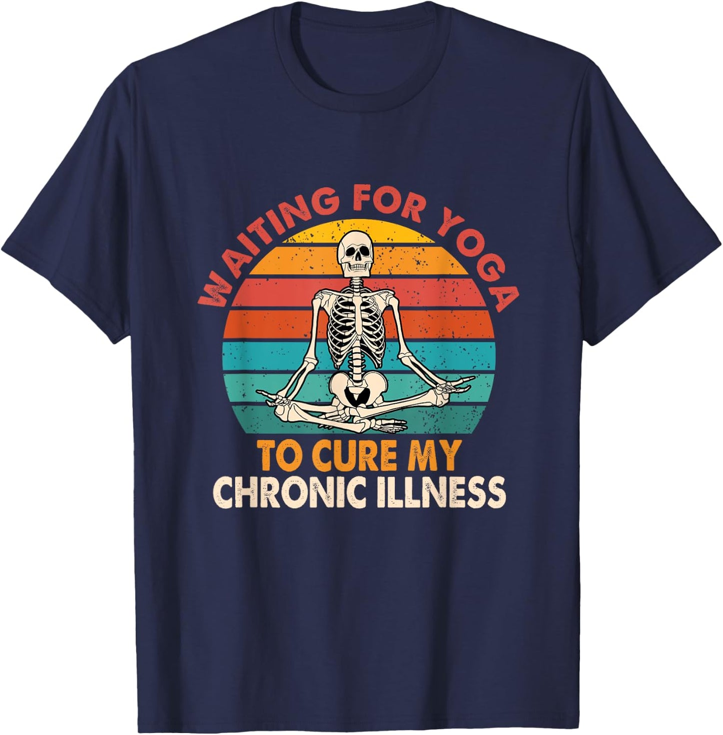 EDS Chronic Waiting For Yoga , -Adults, Black, Small, Short Sleeve, Classic Fit, Yoga Motivation T-Shirt - T-Shirt | Navy