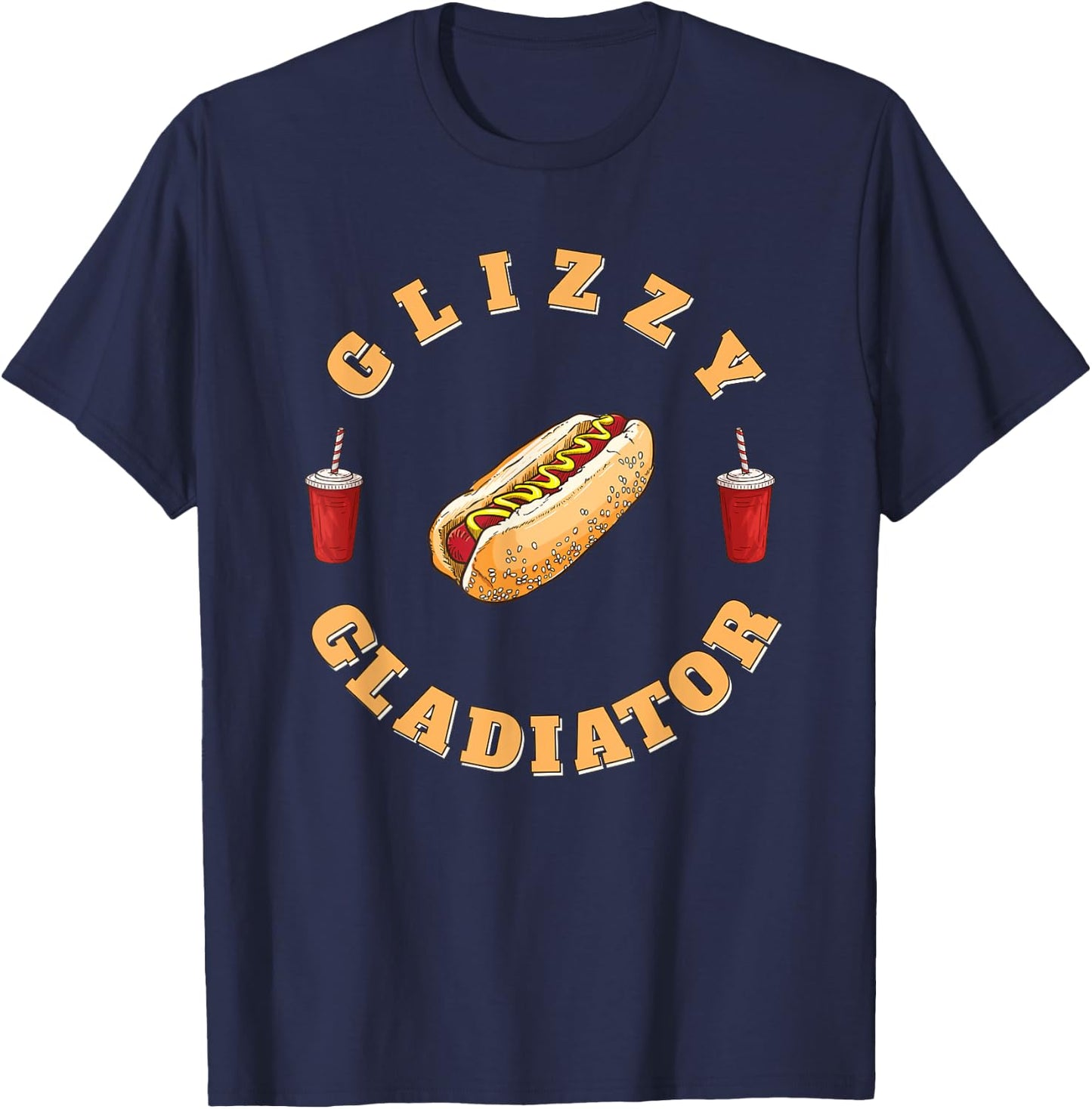 Glizzy Gladiator Funny Hotdog Humor Retro Sports Design Women Girls Kids T-Shirt - T-Shirt | Navy