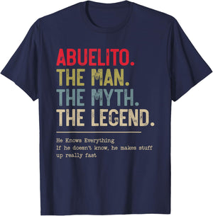 Abuelito The Man The Myth The Legend He Knows Everything T-Shirt - T-Shirt | Navy