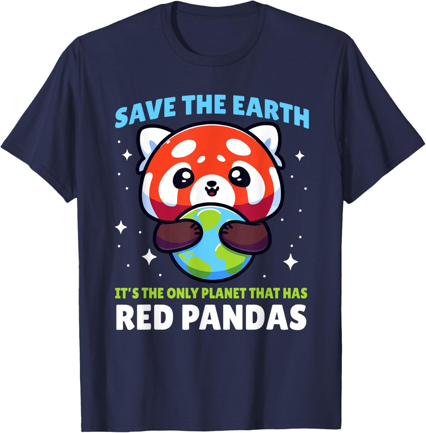 Save Earth Red Panda Design - Funny Animal Earth Day T-Shirt - T-Shirt | Navy