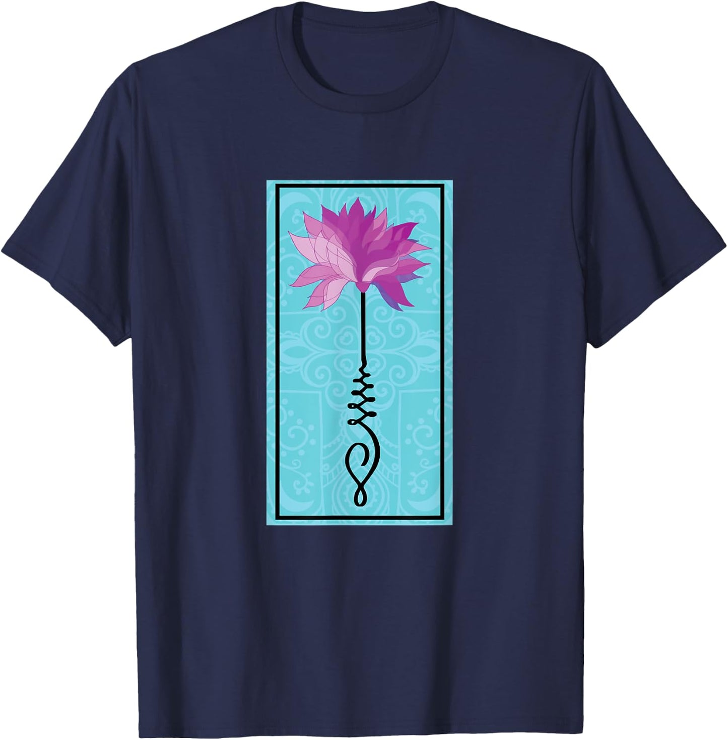 Mandala Unalome Lotus Flower Meditation T-Shirt - T-Shirt | Navy
