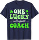 One Lucky Volleyball Coach St Patricks Day Shamrock T-Shirt - T-Shirt | Navy