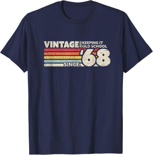 1968 Vintage, Keeping It Old School Since '68 Retro Birthday T-Shirt - T-Shirt | Navy