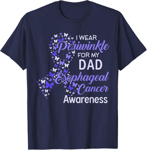I wear Periwinkle For my Dad Esophaheal Cancer Awareness T-Shirt - T-Shirt | Navy