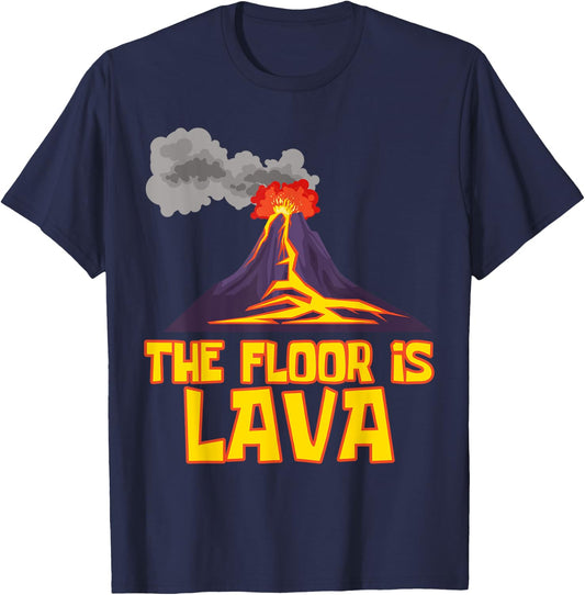 Funny Cute The Floor is Lava Volcano Gift Science Teacher Women T-Shirt - T-Shirt | Navy