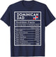Dominican Dad Nutrition Facts National Pride Father's Day T-Shirt - T-Shirt | Navy