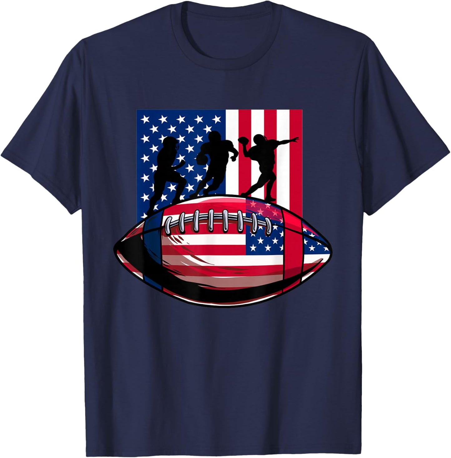 USA Patriot or american football 4th of July american flag T-Shirt - T-Shirt | Navy