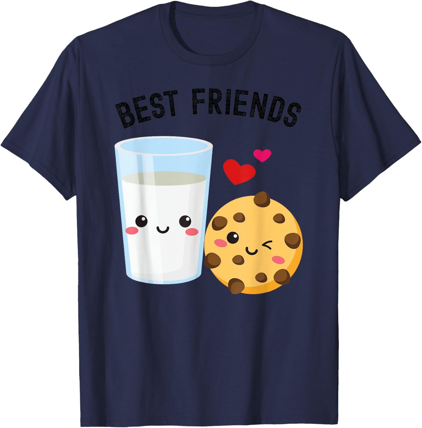 Milk and Cookie Best Friends Cute Kawaii Food & Drink Couple T-Shirt - T-Shirt | Navy