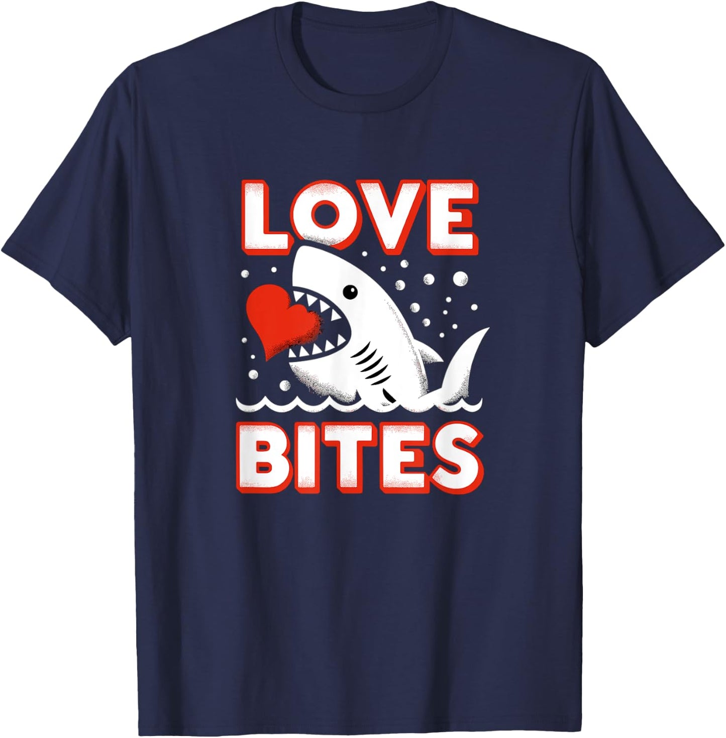 Kids Love Bites Shark Toddler Boy Valentines Day Outfit T-Shirt - T-Shirt | Navy