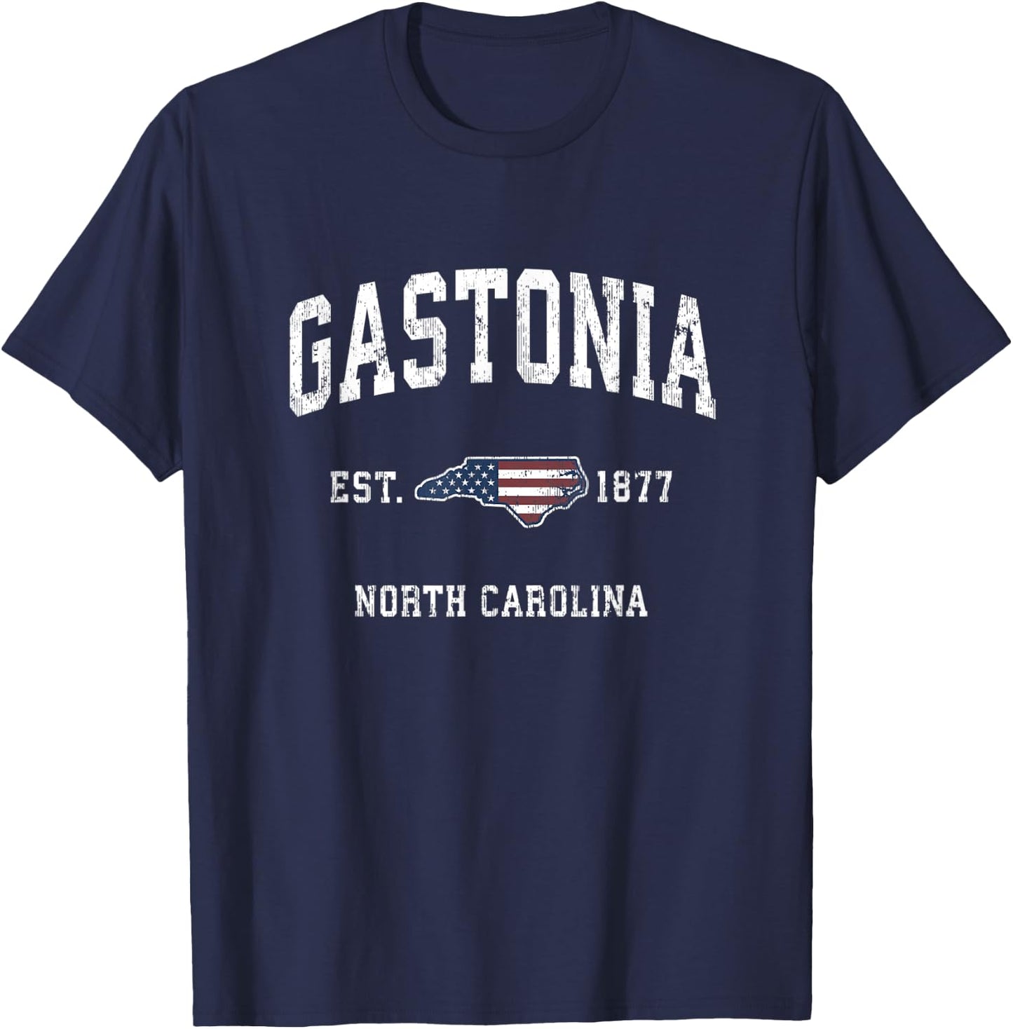 Gastonia North Carolina NC Vintage American Flag Design Kids Men T-Shirt - T-Shirt | Navy