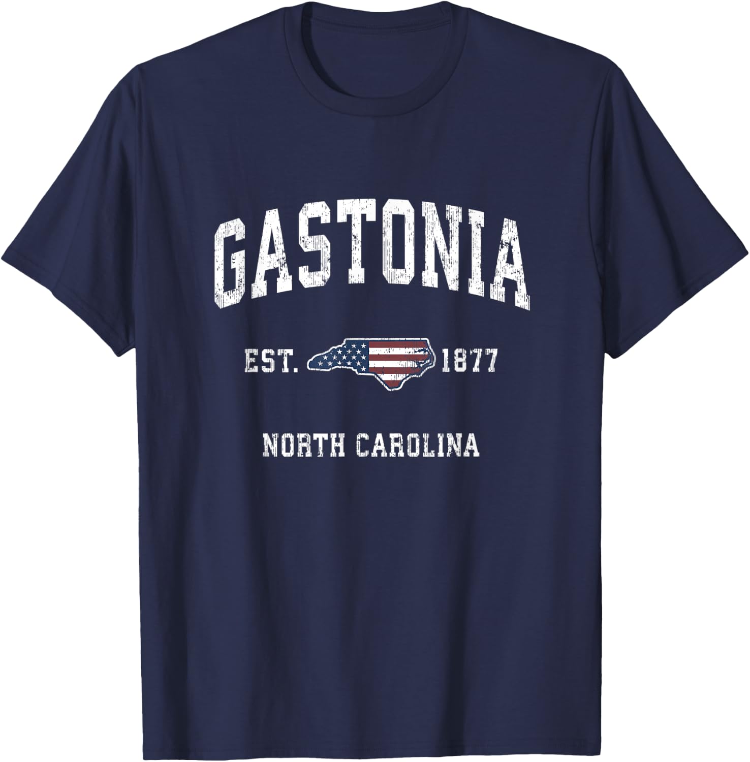 Gastonia North Carolina NC Vintage American Flag Design Kids Men T-Shirt - T-Shirt | Navy