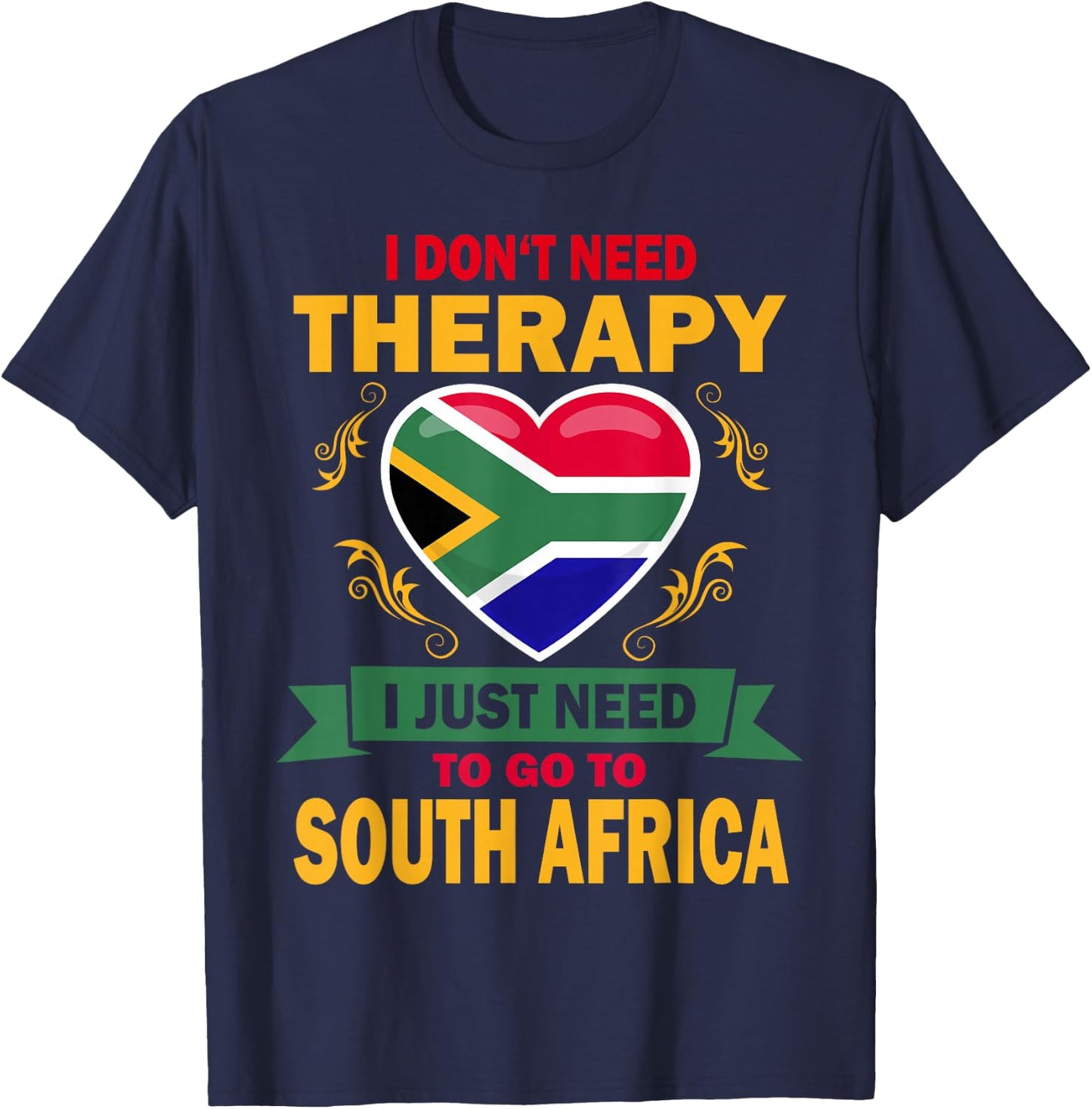 South African Flag Vacation Gift Therapy Funny South Africa T-Shirt - T-Shirt | Navy