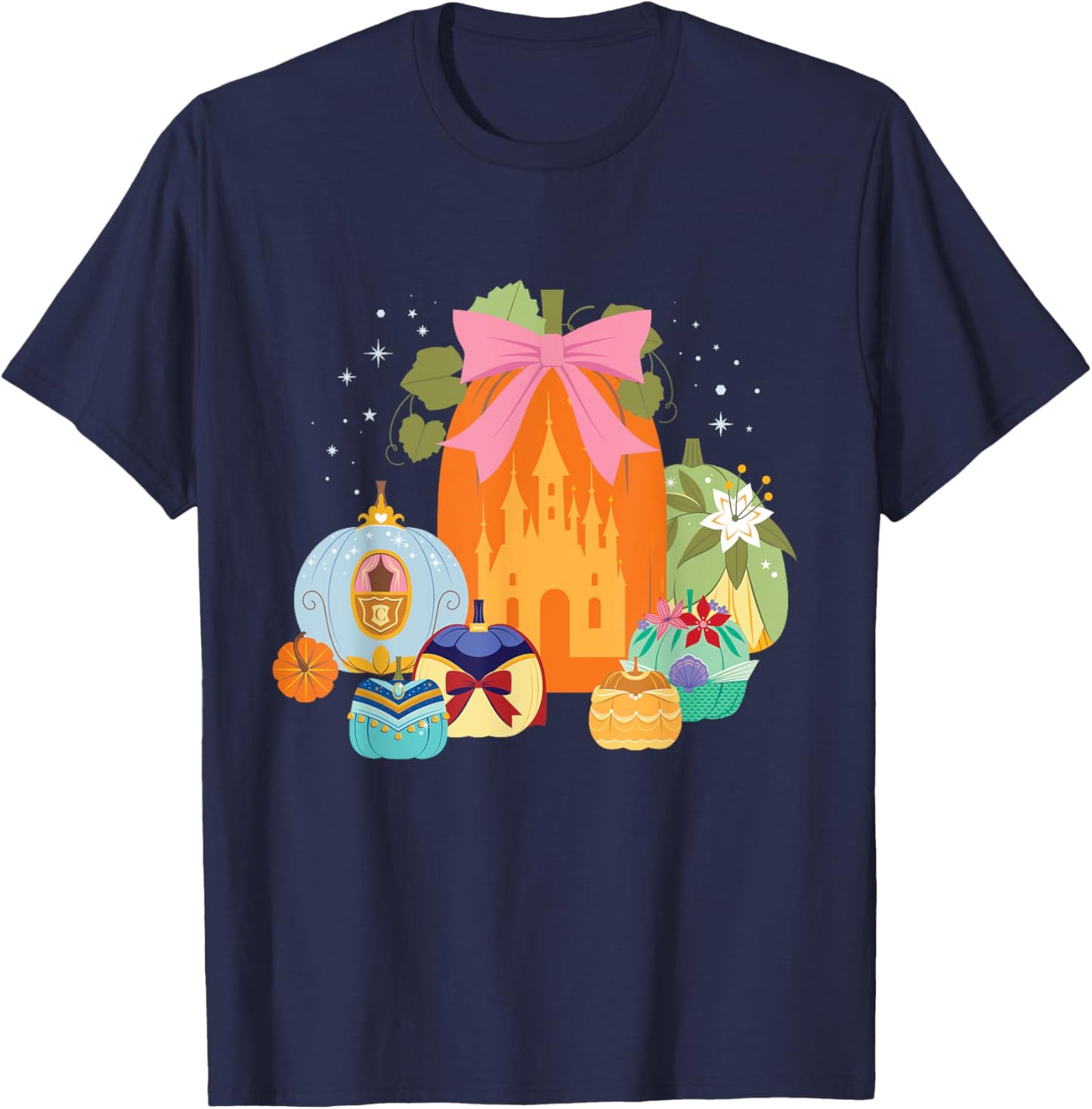 Disney Princess Pumpkins Fall Princesses and Pumpkin Castle T-Shirt - T-Shirt | Navy