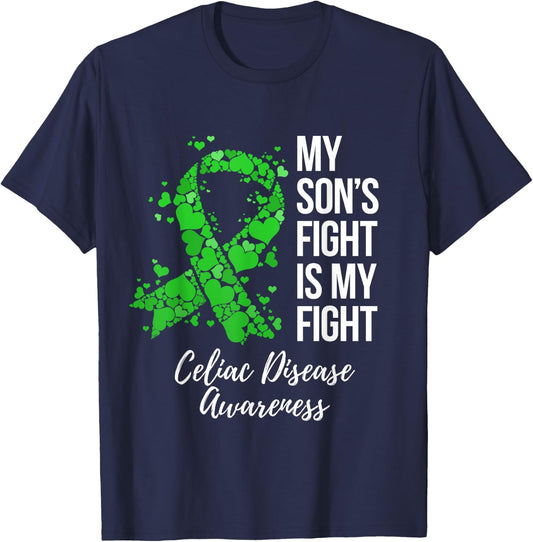 My Son’s Fight Is My Fight Celiac Disease Awareness T-Shirt - T-Shirt | Navy