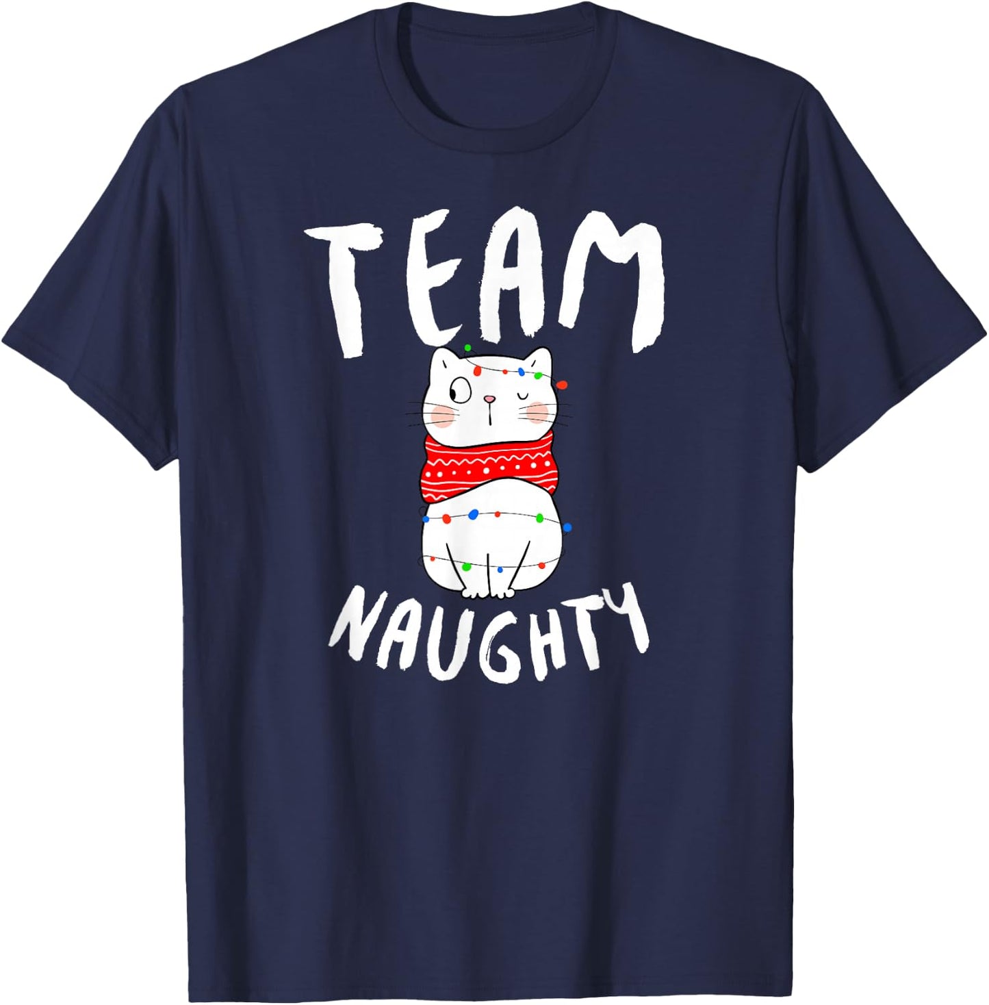 Team Naughty Funny Matching Family Christmas T-Shirt - T-Shirt | Navy