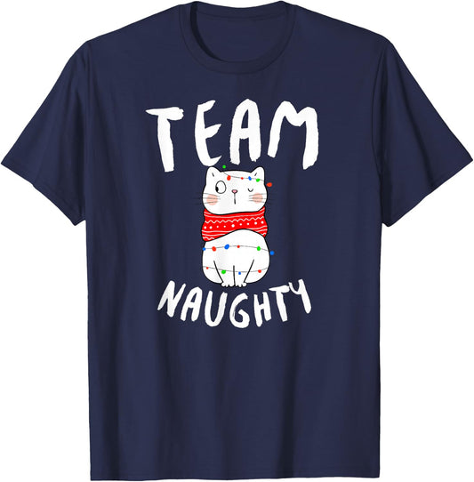 Team Naughty Funny Matching Family Christmas T-Shirt - T-Shirt | Navy