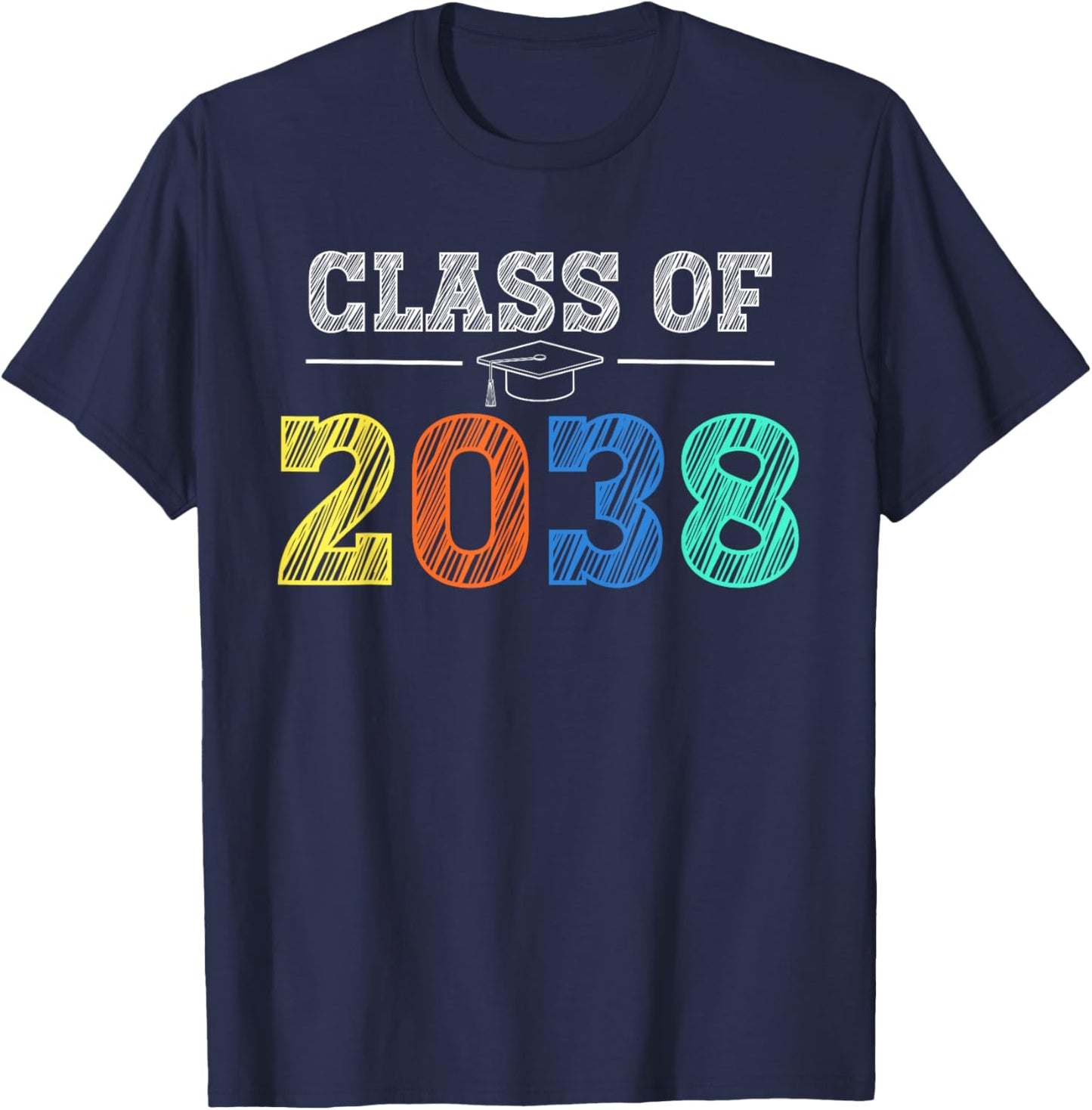 Class of 2038 Grow With Me First Day of School Graduation T-Shirt - T-Shirt | Navy