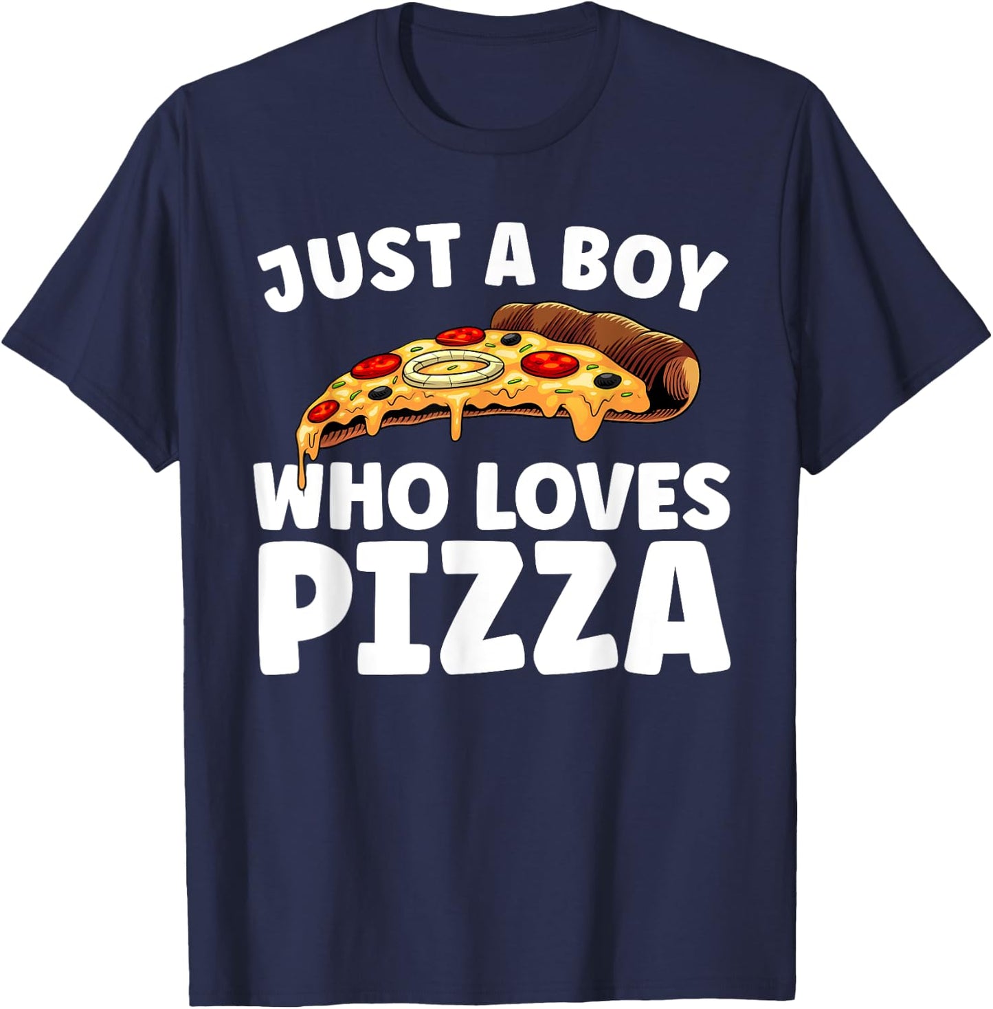 Cool Pizza Art Boys Italian Pizza Lover Novelty T-Shirt - T-Shirt | Navy