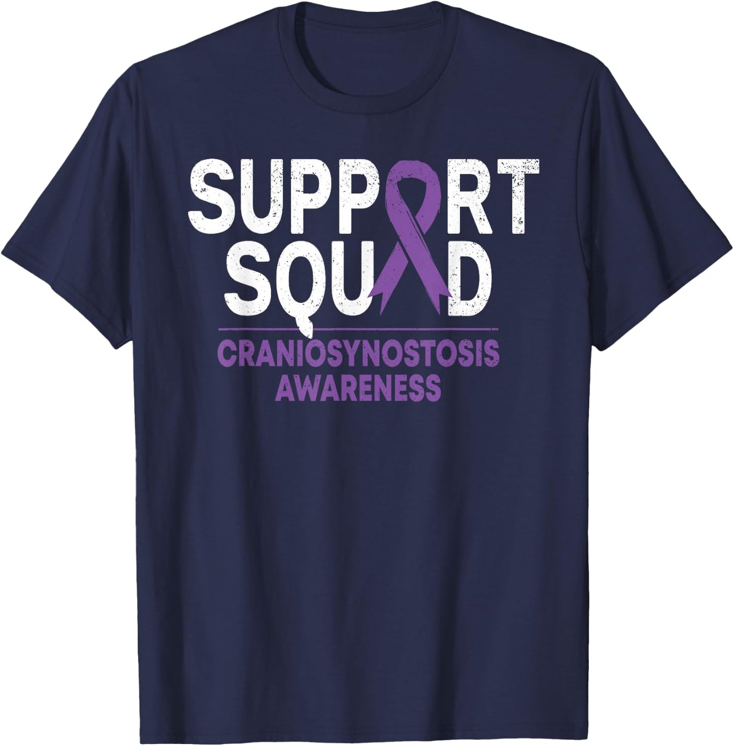 Support Squad Craniosynostosis CSO Awareness Purple Ribbon T-Shirt - T-Shirt | Navy
