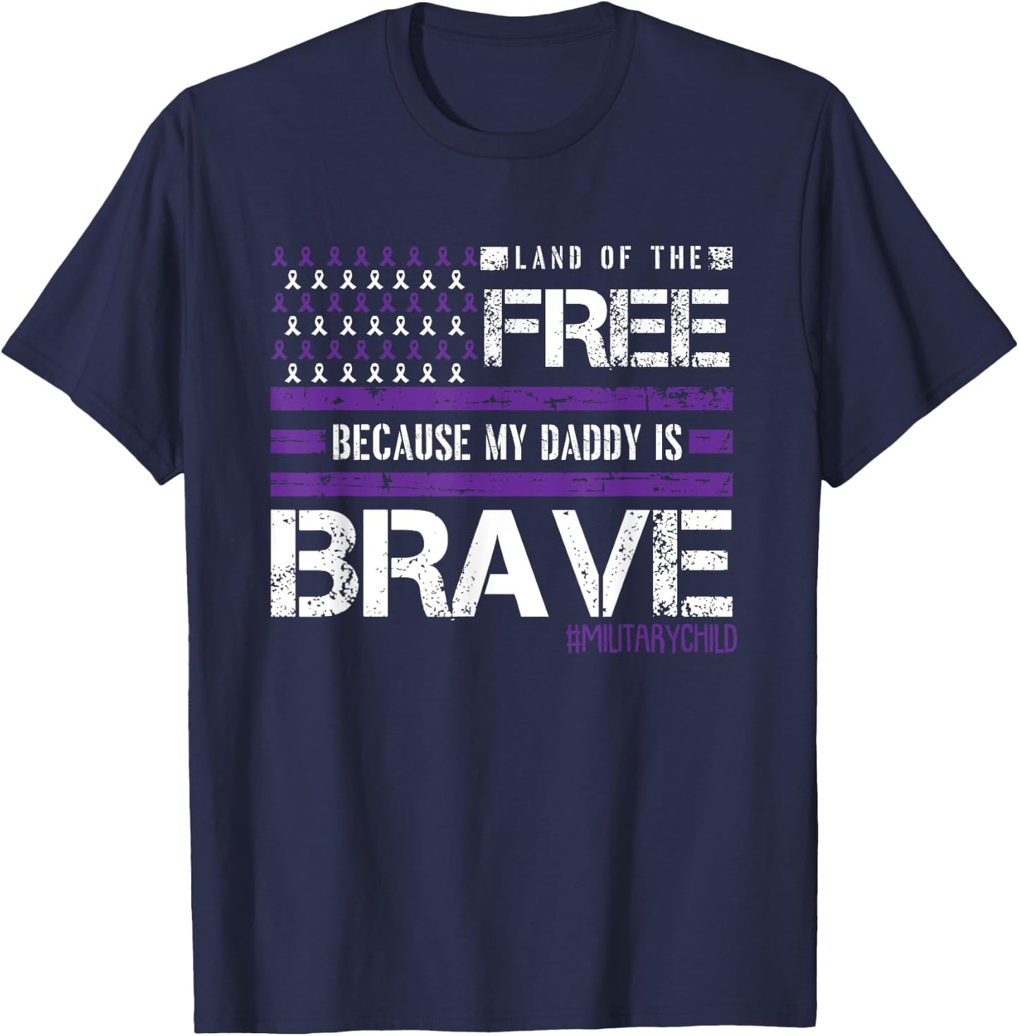 Land Of The Free Month Of The Military Child American Flag T-Shirt - T-Shirt | Navy