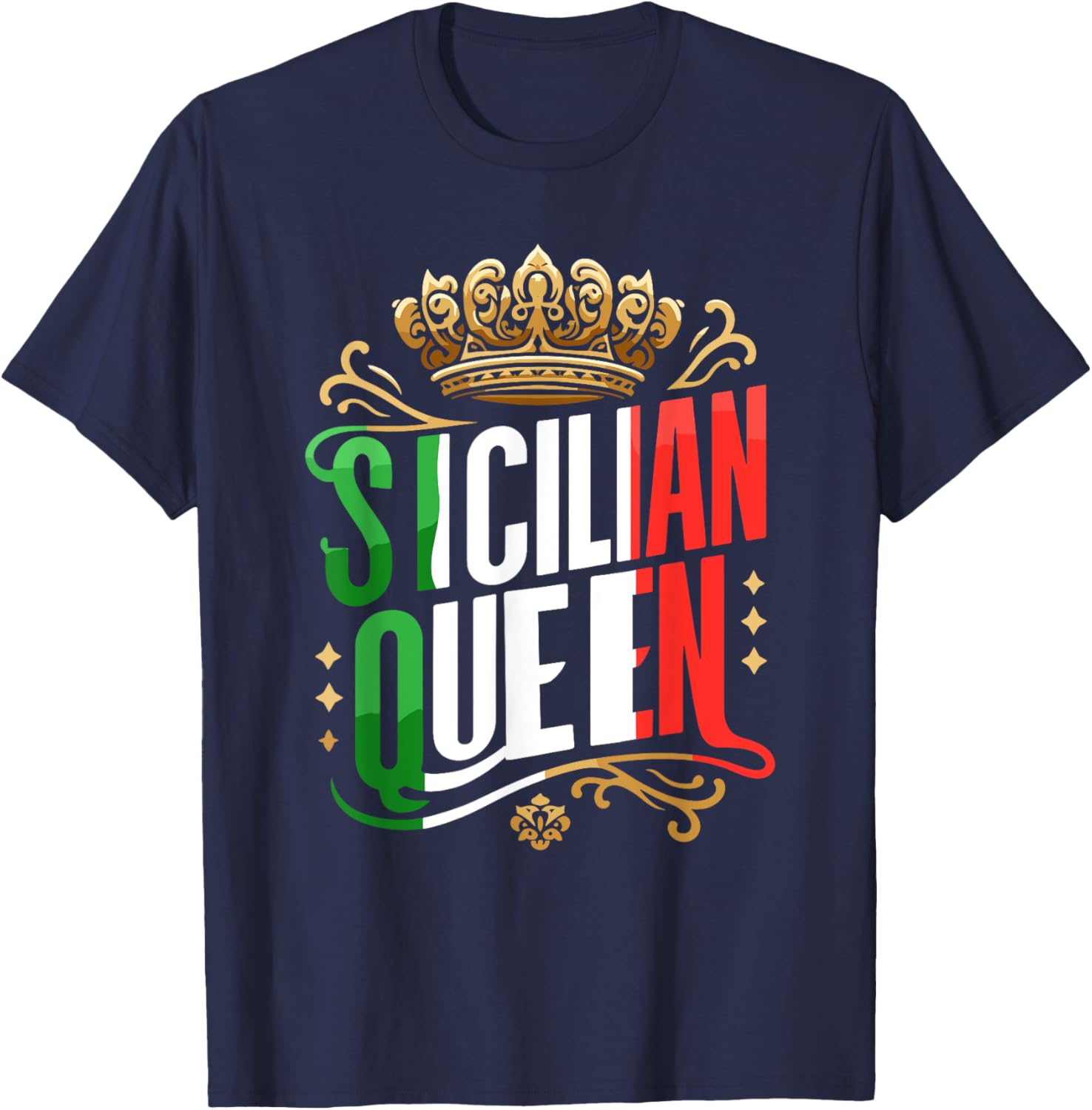 Sicilian Queen Sicily Italian Italy Girl Vacation Travel T-Shirt - T-Shirt | Navy