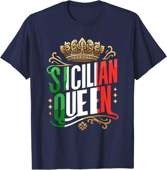 Sicilian Queen Sicily Italian Italy Girl Vacation Travel T-Shirt - T-Shirt | Navy