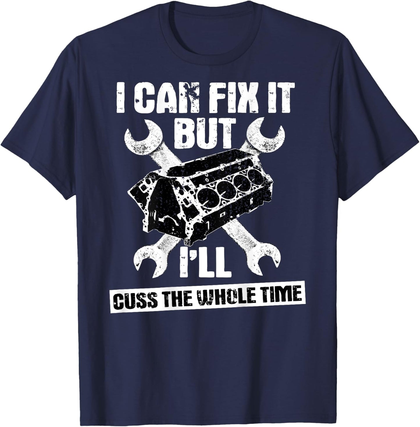 Mechanic Funny Car Repair Design On Back T-Shirt - T-Shirt | Navy