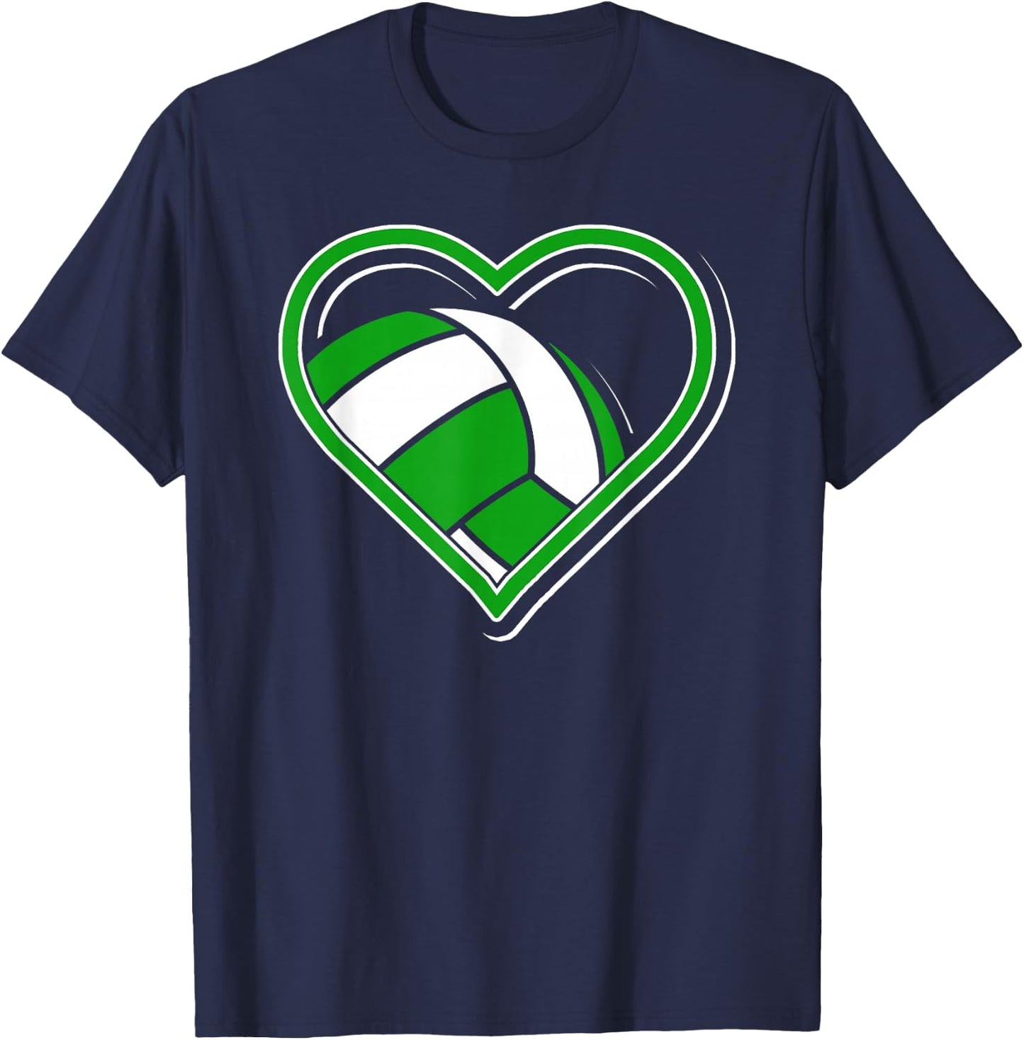 Green Volleyball Heart for Volleyball Lovers T-Shirt - T-Shirt | Navy