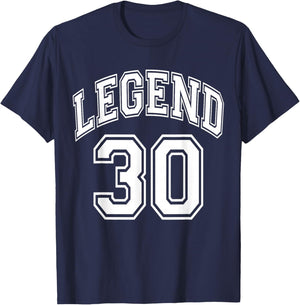Legend 30 Number Varsity Team - 30th Birthday & 30 Years Old T-Shirt - T-Shirt | Navy
