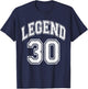 Legend 30 Number Varsity Team - 30th Birthday & 30 Years Old T-Shirt - T-Shirt | Navy