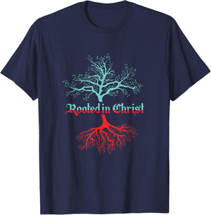 Root Tree Christian Christian Faith Fan Gift T-Shirt - T-Shirt | Navy
