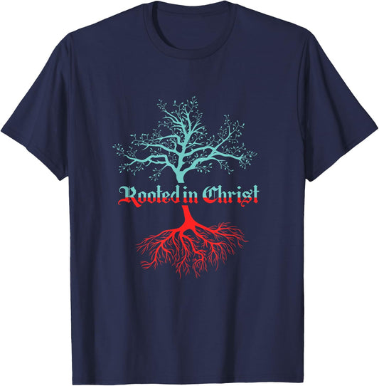 Root Tree Christian Christian Faith Fan Gift T-Shirt - T-Shirt | Navy