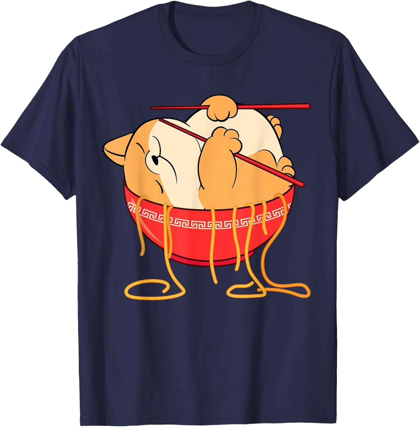 Funny Kawaii Neko Anime Cat Lover Japanese Ramen Noodles T-Shirt - T-Shirt | Navy
