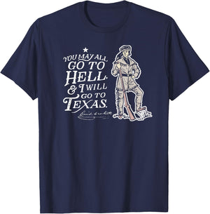 Davy Crockett Texas Alamo May Go to Hell Vintage Souvenir T-Shirt - T-Shirt | Navy