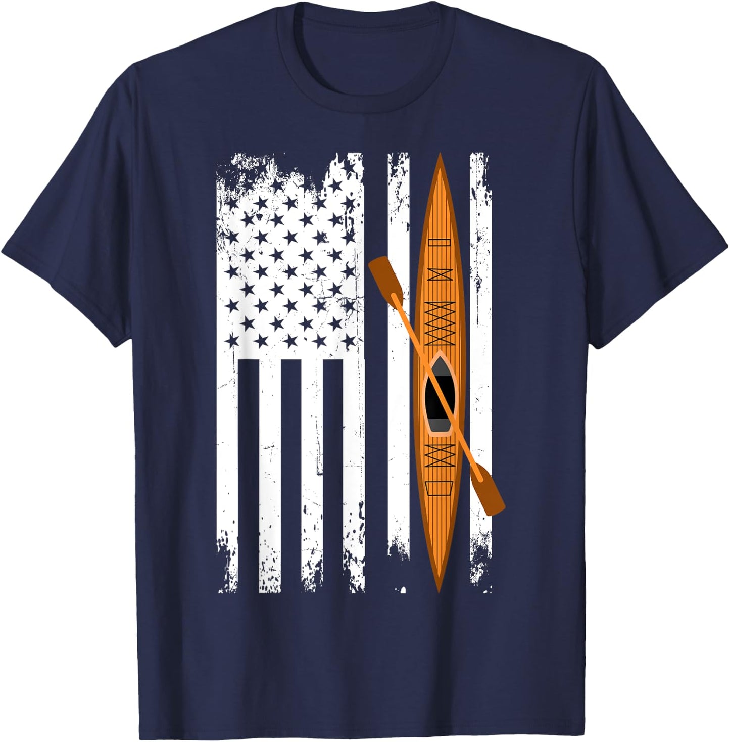 Kayak US Flag Kayaking Outdoor Adventurer Athletic Kayaker T-Shirt - T-Shirt | Navy