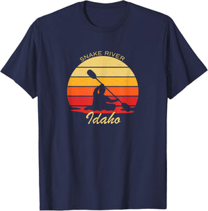 Vintage Kayak Snake River Idaho Adventure T-Shirt - T-Shirt | Navy