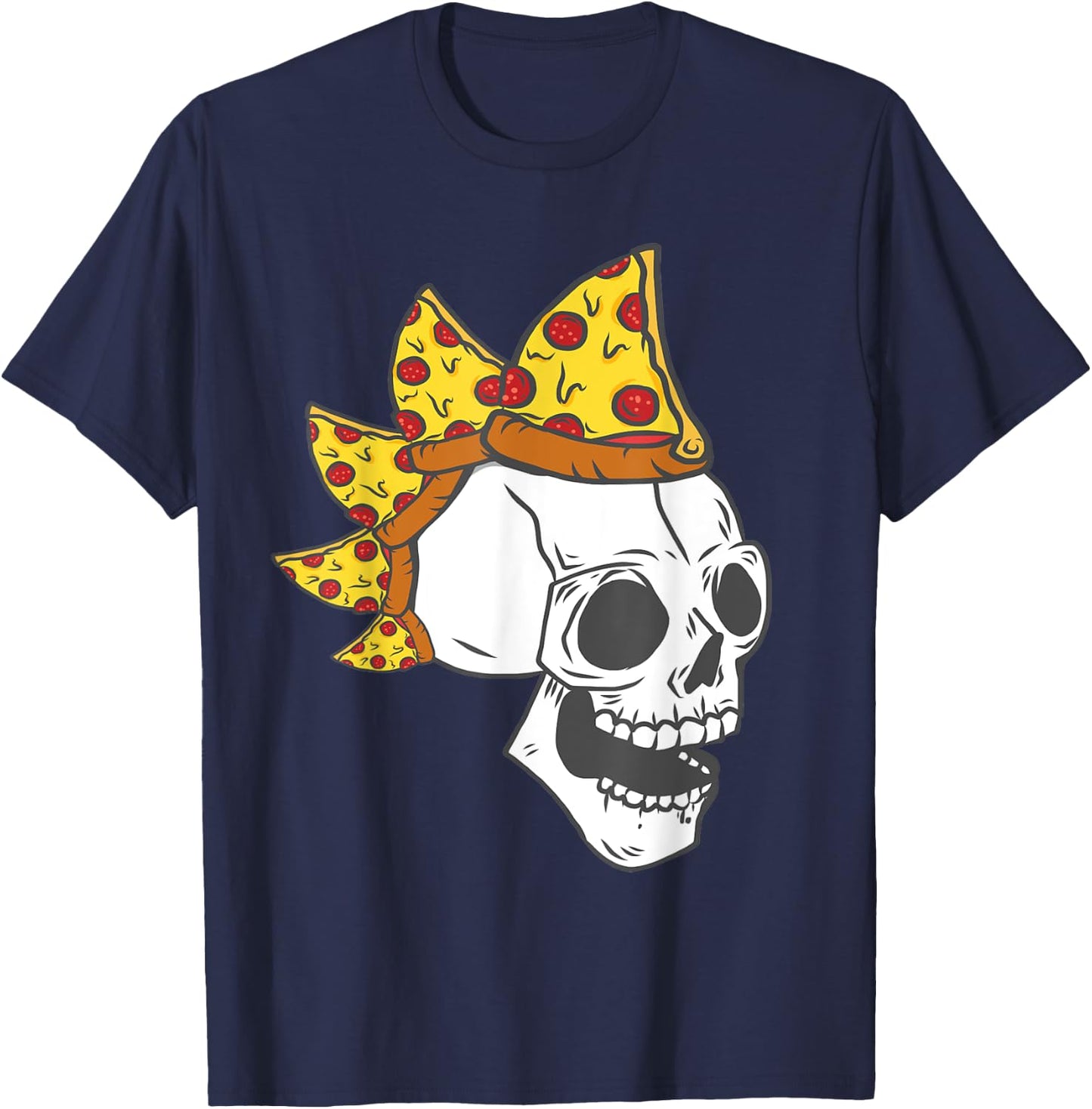 Pizza Mohawk Hair Rocker Skull Halloween Kids Costumes Gifts T-Shirt - T-Shirt | Navy