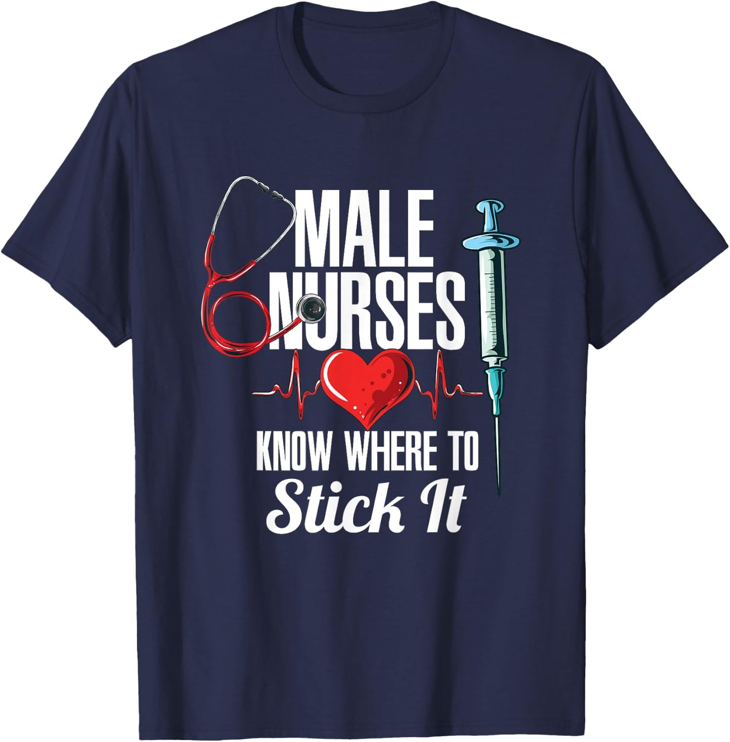 Funny Nursing Hospital Care I Nurse T-Shirt - T-Shirt | Navy