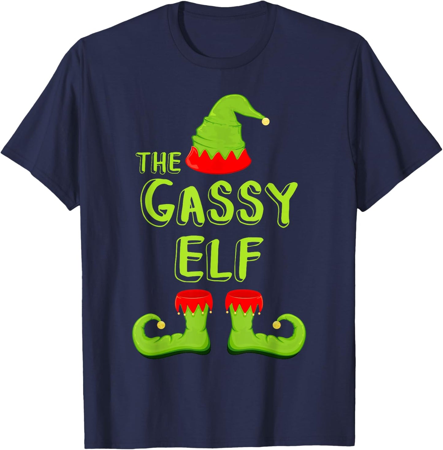 The Gassy Elf Matching Christmas Elf Shirt T-Shirt - T-Shirt | Navy