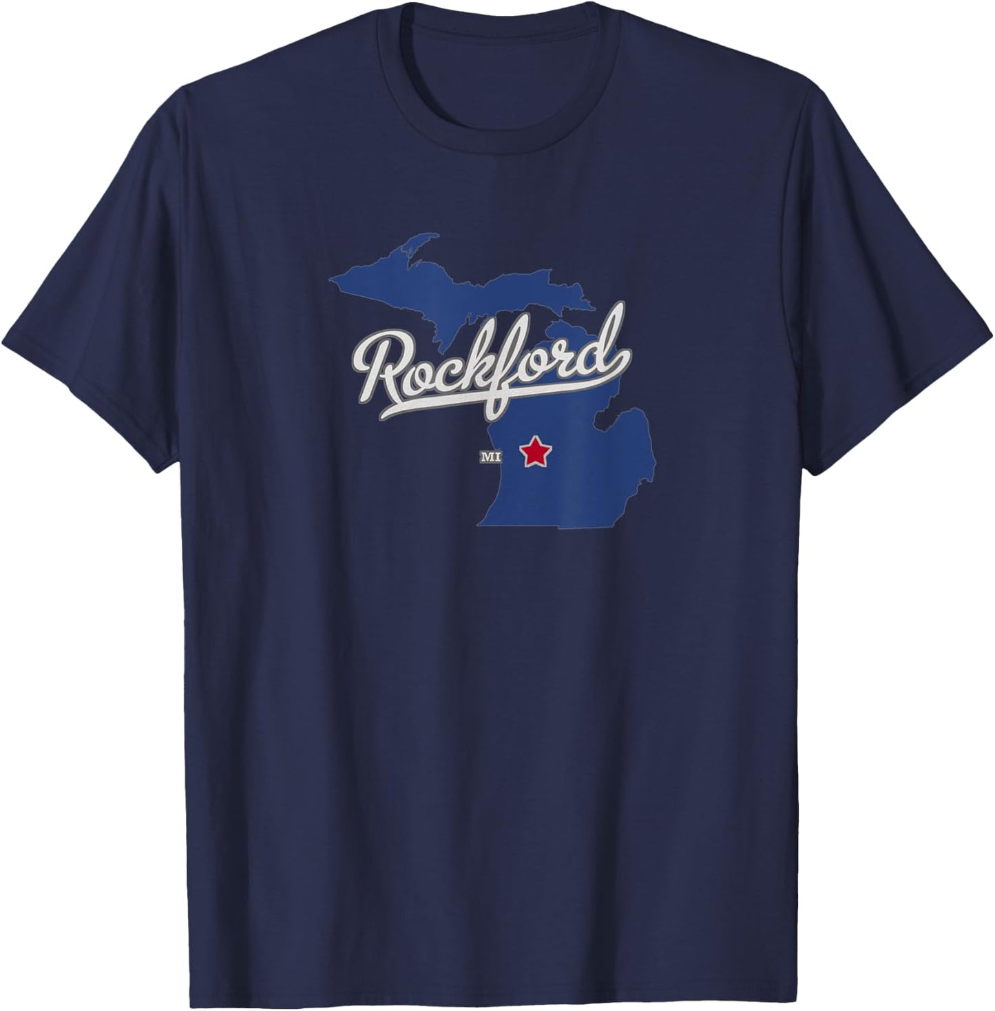 Rockford Michigan MI Map T-Shirt - T-Shirt | Navy