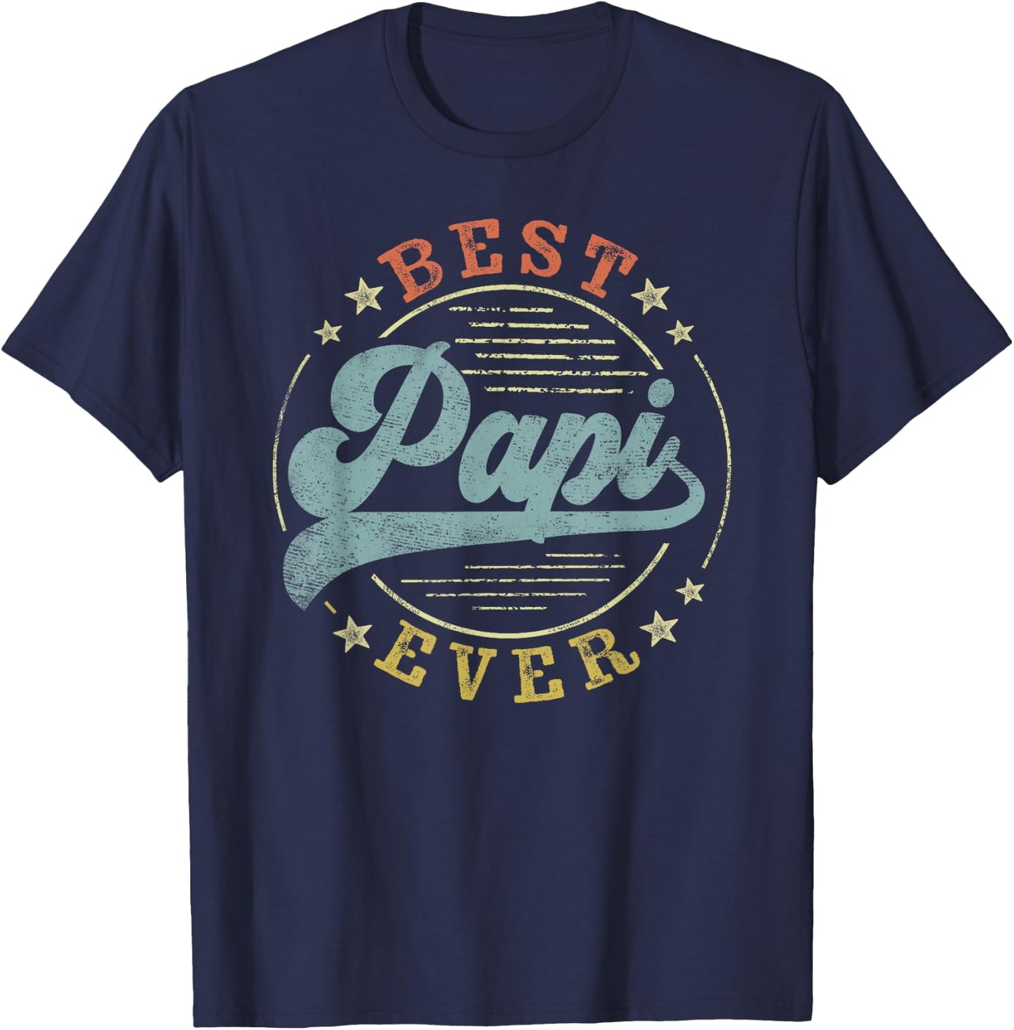 Best Papi Ever Father's Day Papi Gifts Vintage Emblem T-Shirt - T-Shirt | Navy